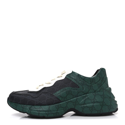 Gucci GG Supreme Monogram Mens Rhyton Sneakers 8.5 Black Green 1 of 11