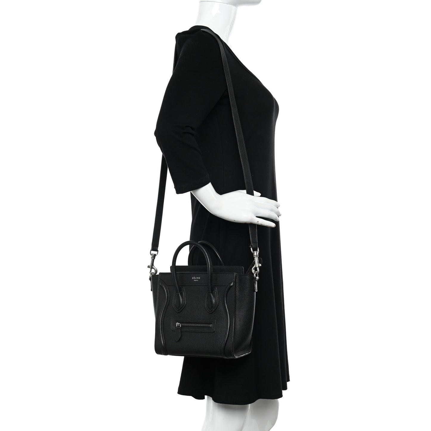 Drummed Calfskin Nano Luggage Black