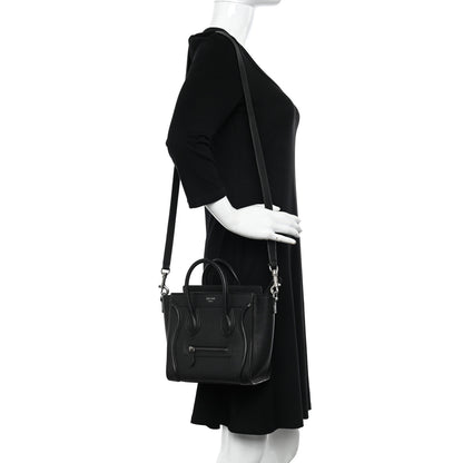 Celine Drummed Calfskin Nano Luggage Black 2 of 14