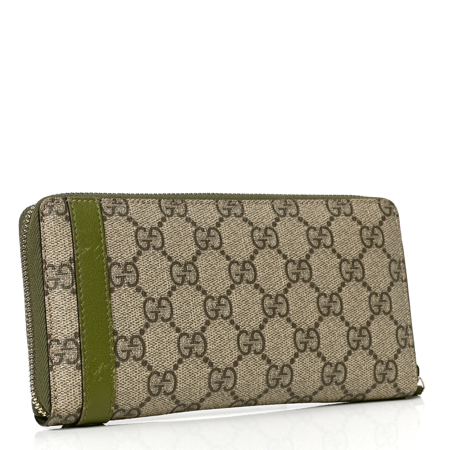 GG Supreme Monogram Nice Zip Around Wallet Green