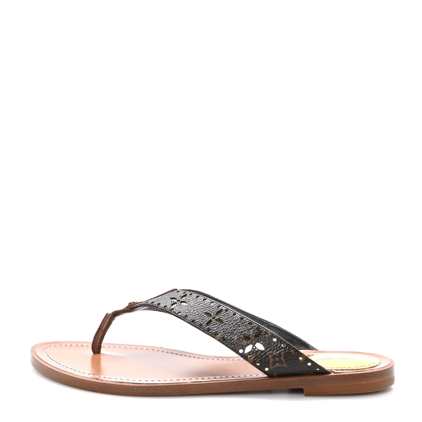 Monogram Sunny Flat Thong Sandals 36.5 Brown