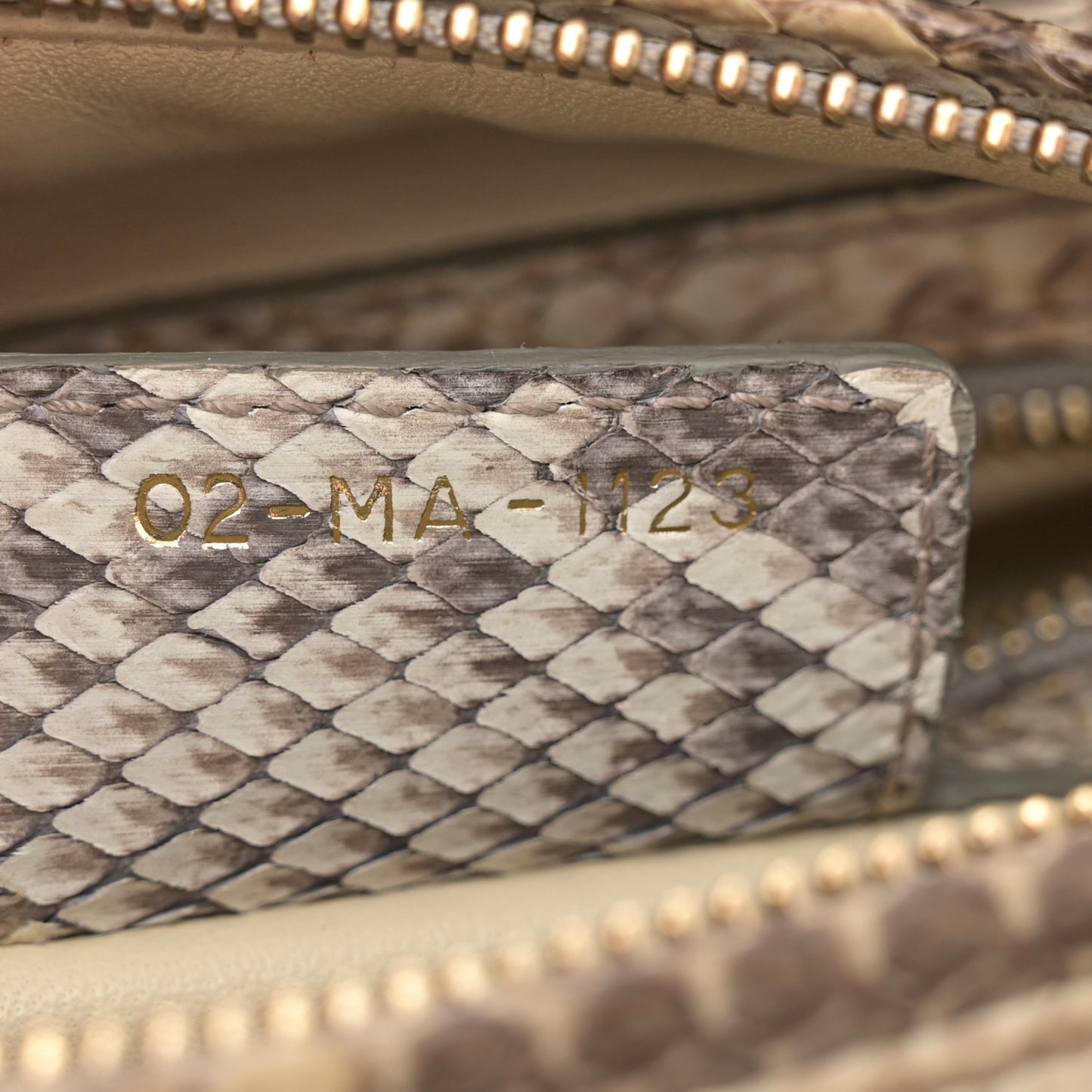 Metallic Snakeskin Medium Lady Dior Beige Gold