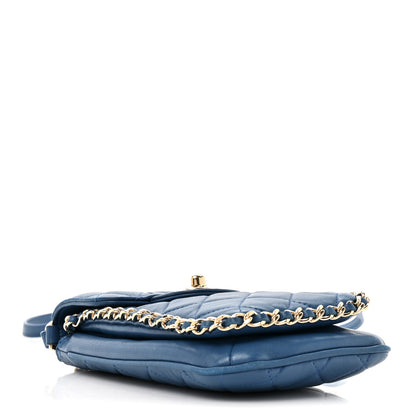 Chanel Lambskin Quilted Chain Phone Holder Blue 4 of 11