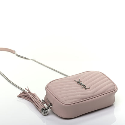 Saint Laurent Grain De Poudre Matelasse Monogram Mini Lou Camera Bag Marble Pink 4 of 9