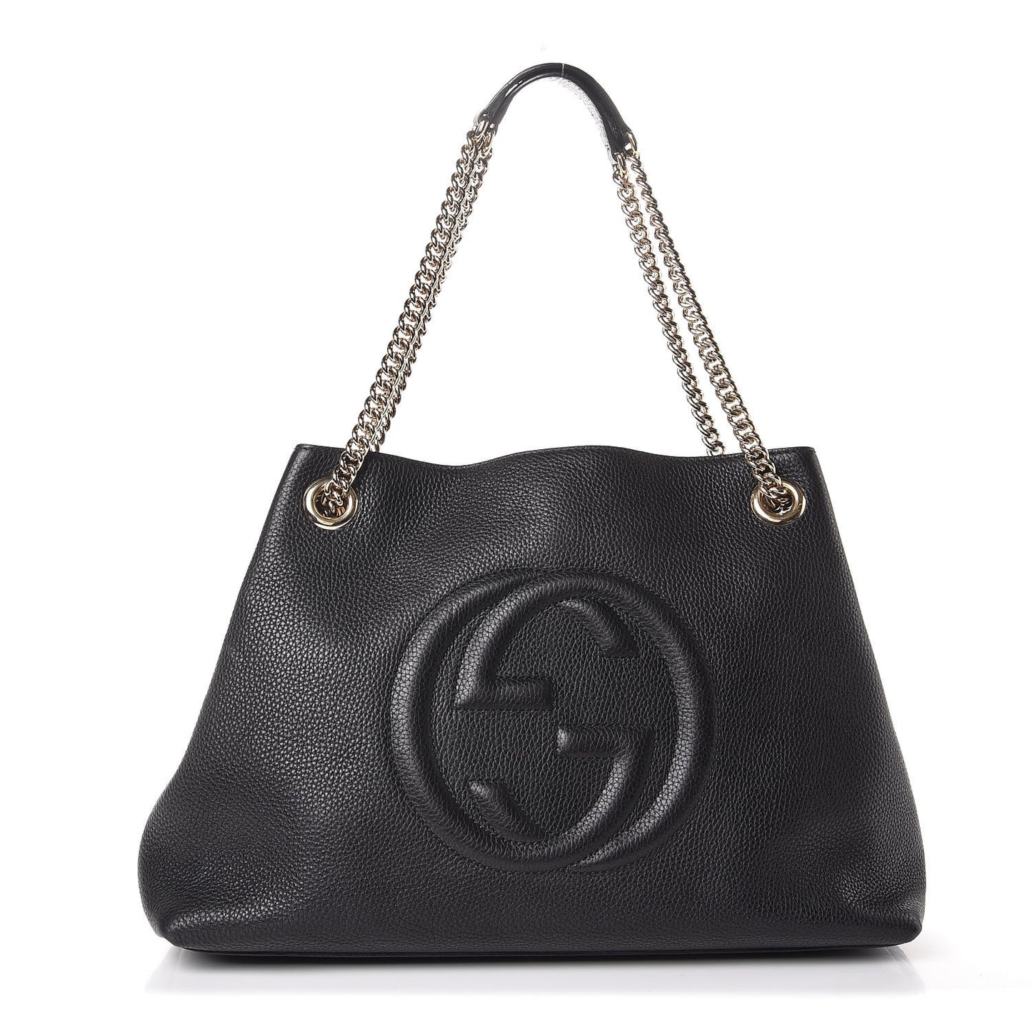 Pebbled Calfskin Medium Soho Chain Shoulder Bag Black