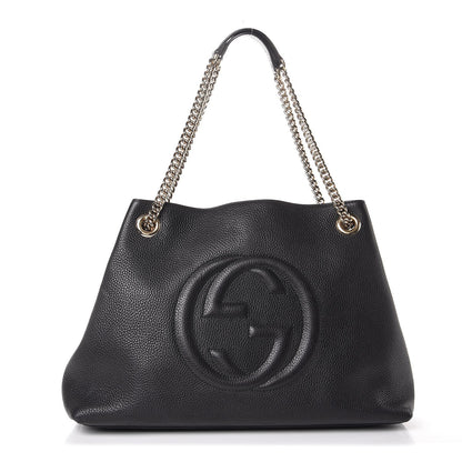 Gucci Pebbled Calfskin Medium Soho Chain Shoulder Bag Black 1 of 11