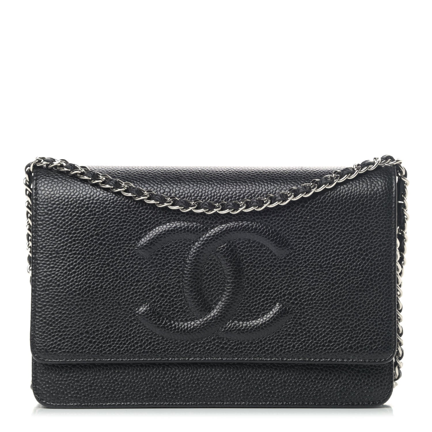 Chanel Caviar Timeless CC Wallet On Chain WOC Black 1 of 6