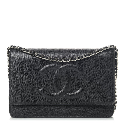 Chanel Caviar Timeless CC Wallet On Chain WOC Black 1 of 6