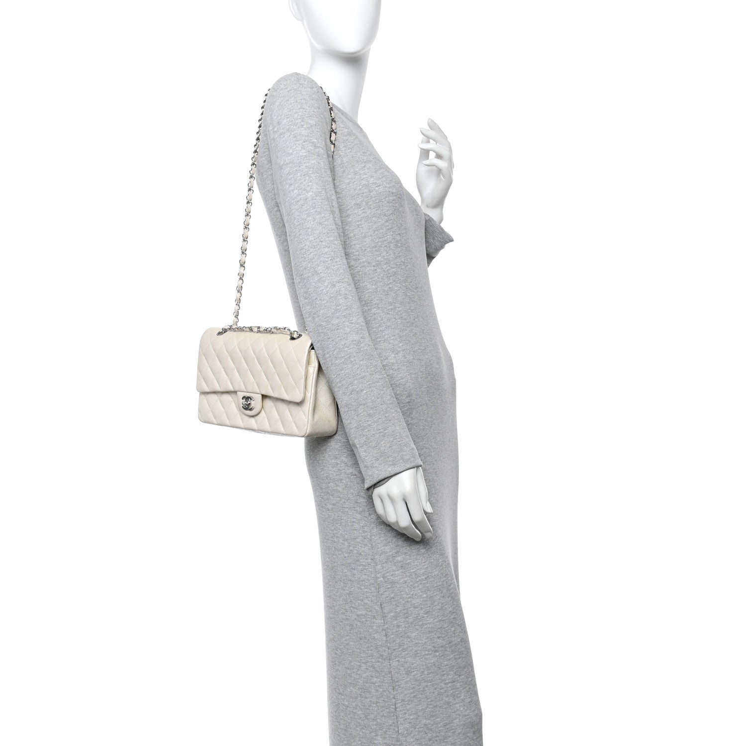 Chanel Iridescent Caviar Quilted Medium Double Flap White 2 of 12