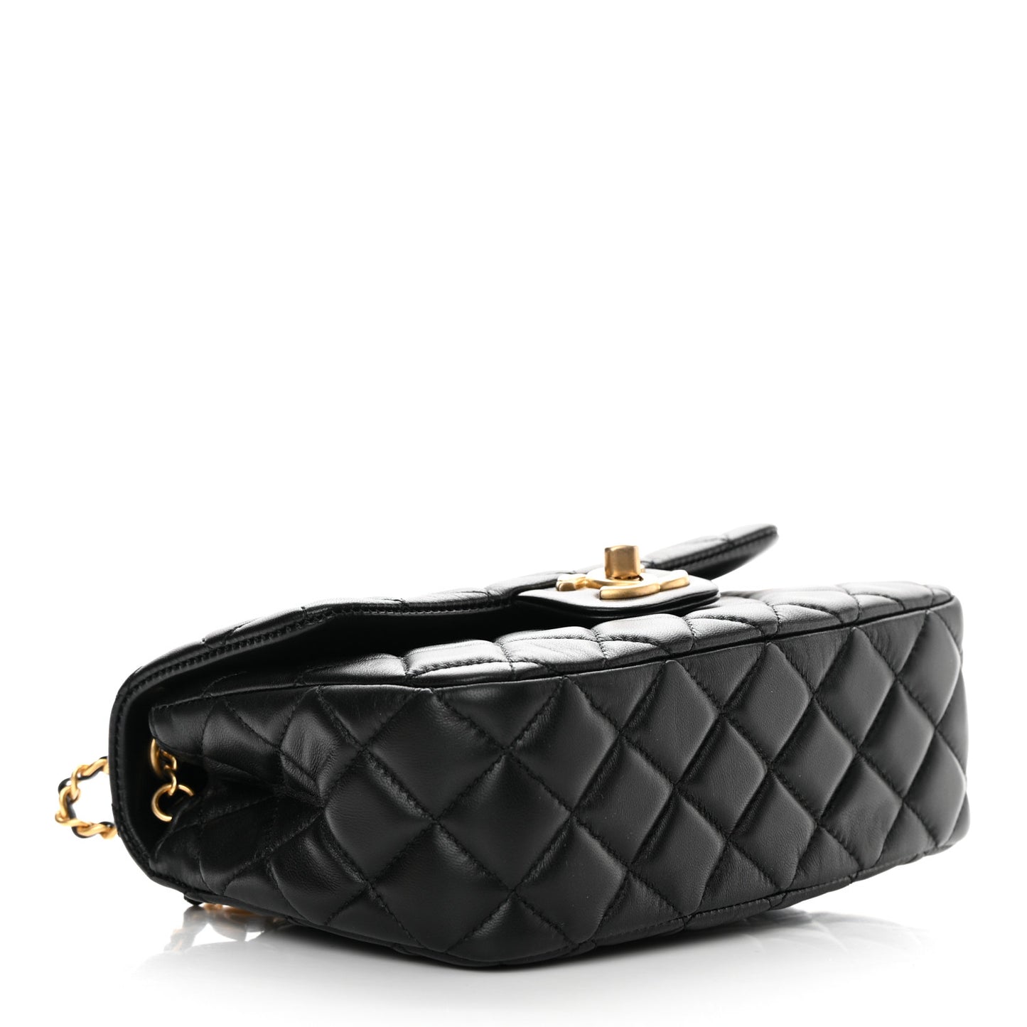 Lambskin Enamel Quilted Small Coco Hearts Flap Black