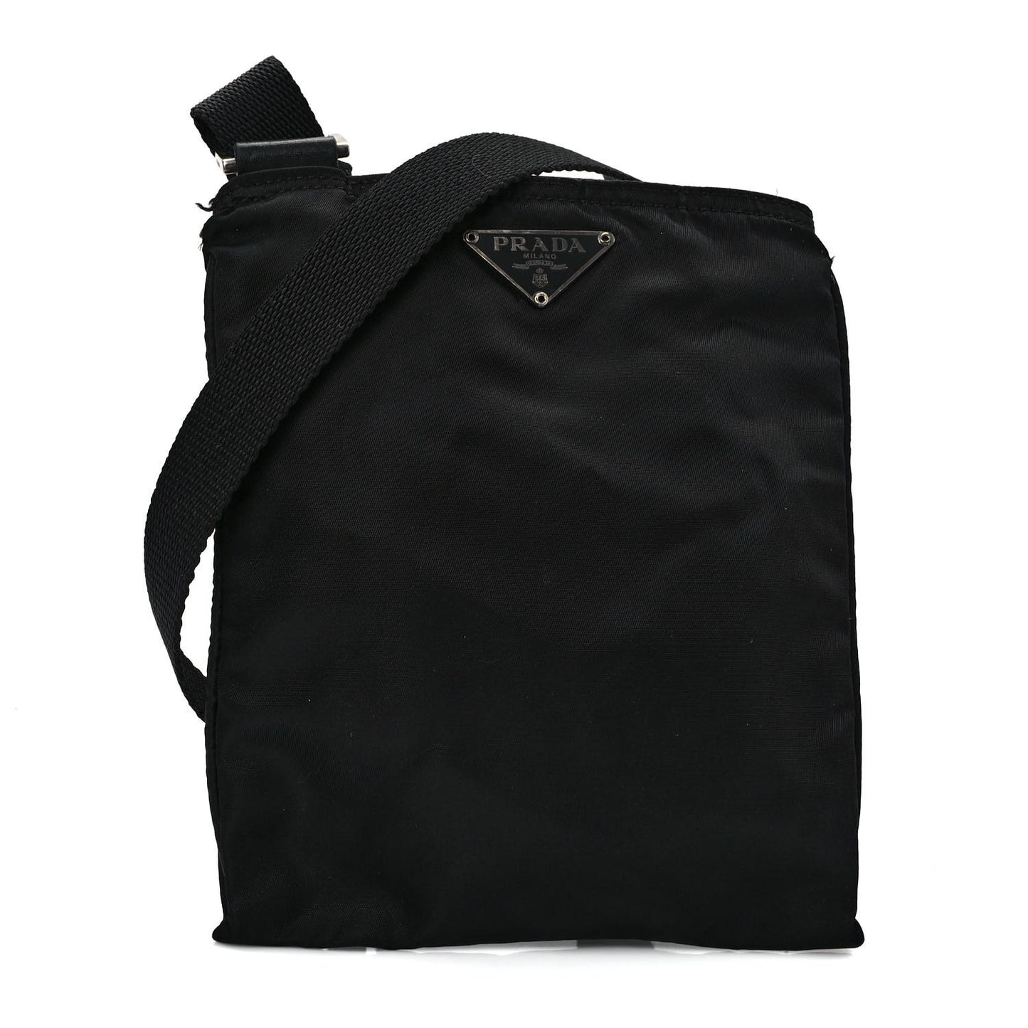 Tessuto Nylon Flat Messenger Bag Black