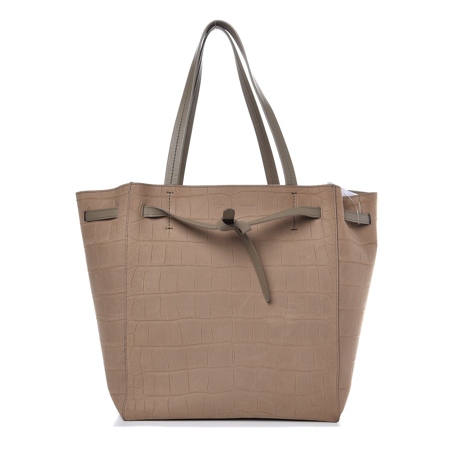 Celine Crocodile Embossed Nubuck Medium Belt Cabas Phantom Beige 1 of 13