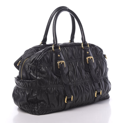 Prada Nappa Gaufre Buckle Bowler Black 3 of 11