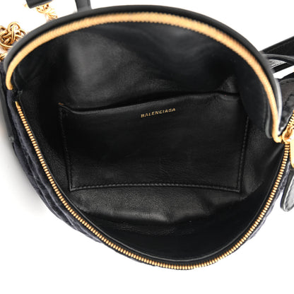 Balenciaga Crushed Velvet Logo Embossed XXS Souvenir Belt Bag Black 5 of 11