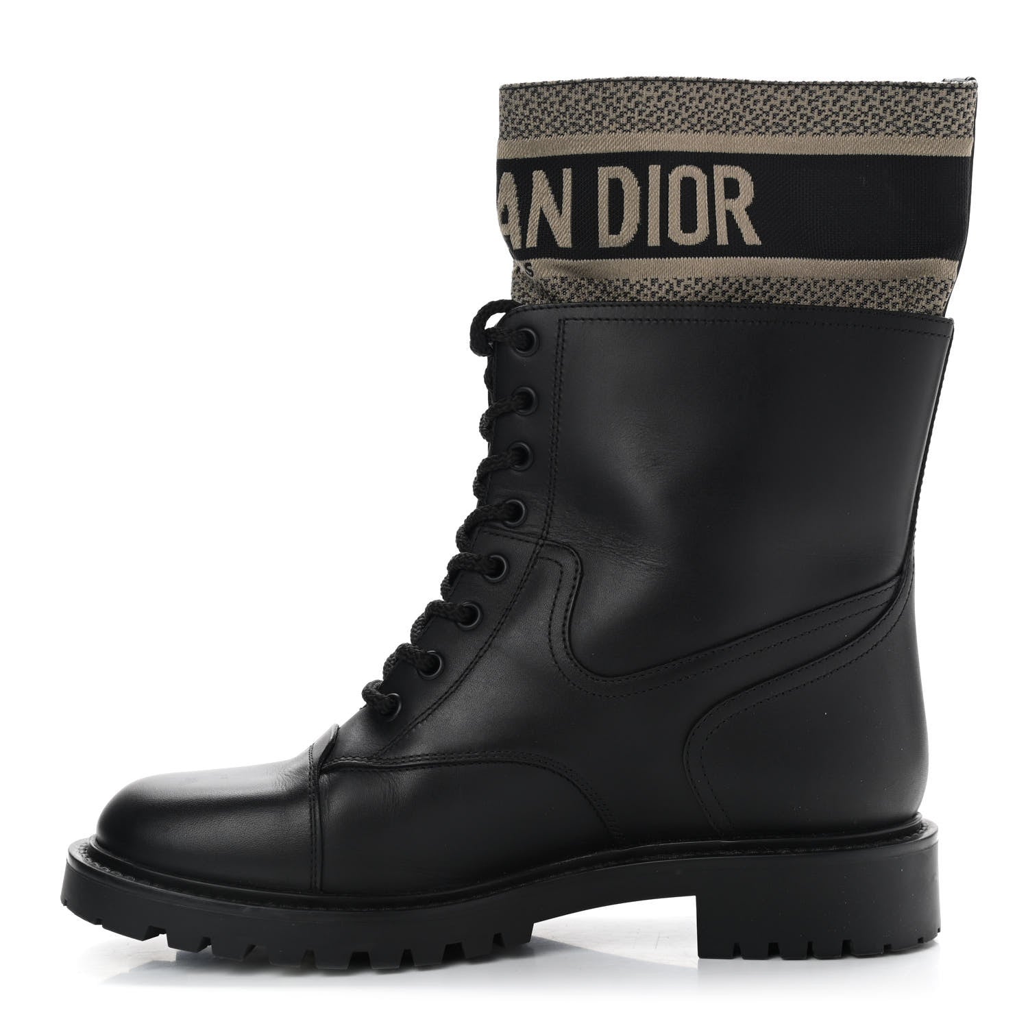 Christian Dior Calfskin Technical Fabric D-Major Ankle Boots 39.5 Black Taupe 1 of 8