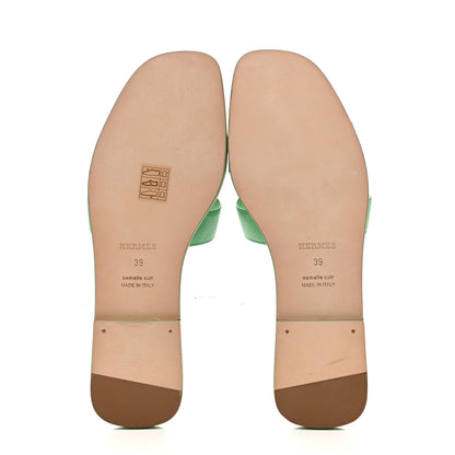 Hermes Epsom Oran Sandals 39 Vert Pomme 6 of 9