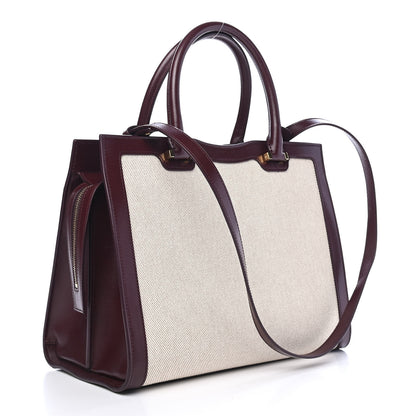 Saint Laurent Canvas Calfskin Medium Uptown Tote Dark Beige 3 of 11