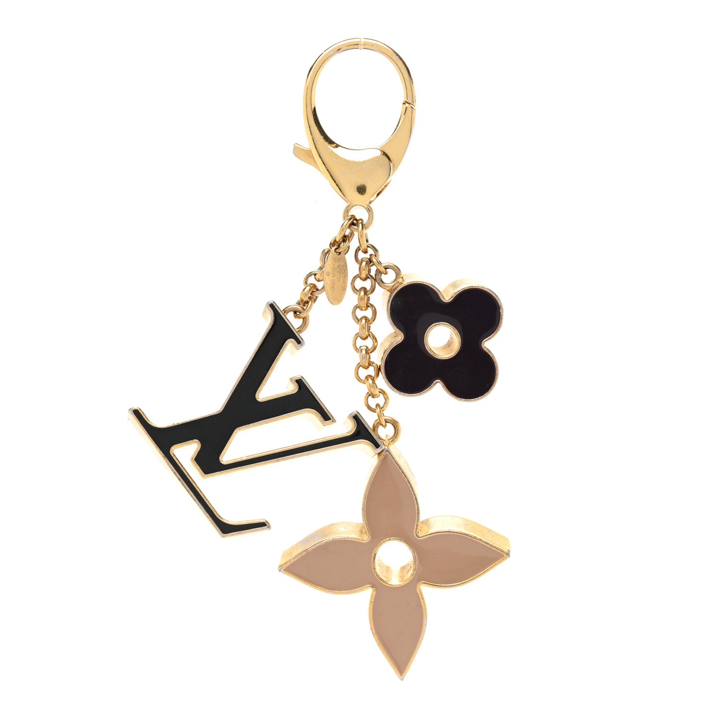 Metal Enamel Fleur De Monogram Bag Charm Dore