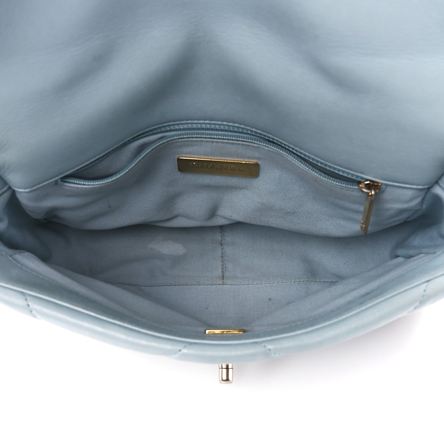 Chanel Lambskin Quilted Medium Chanel 19 Flap Light Blue 5 of 12