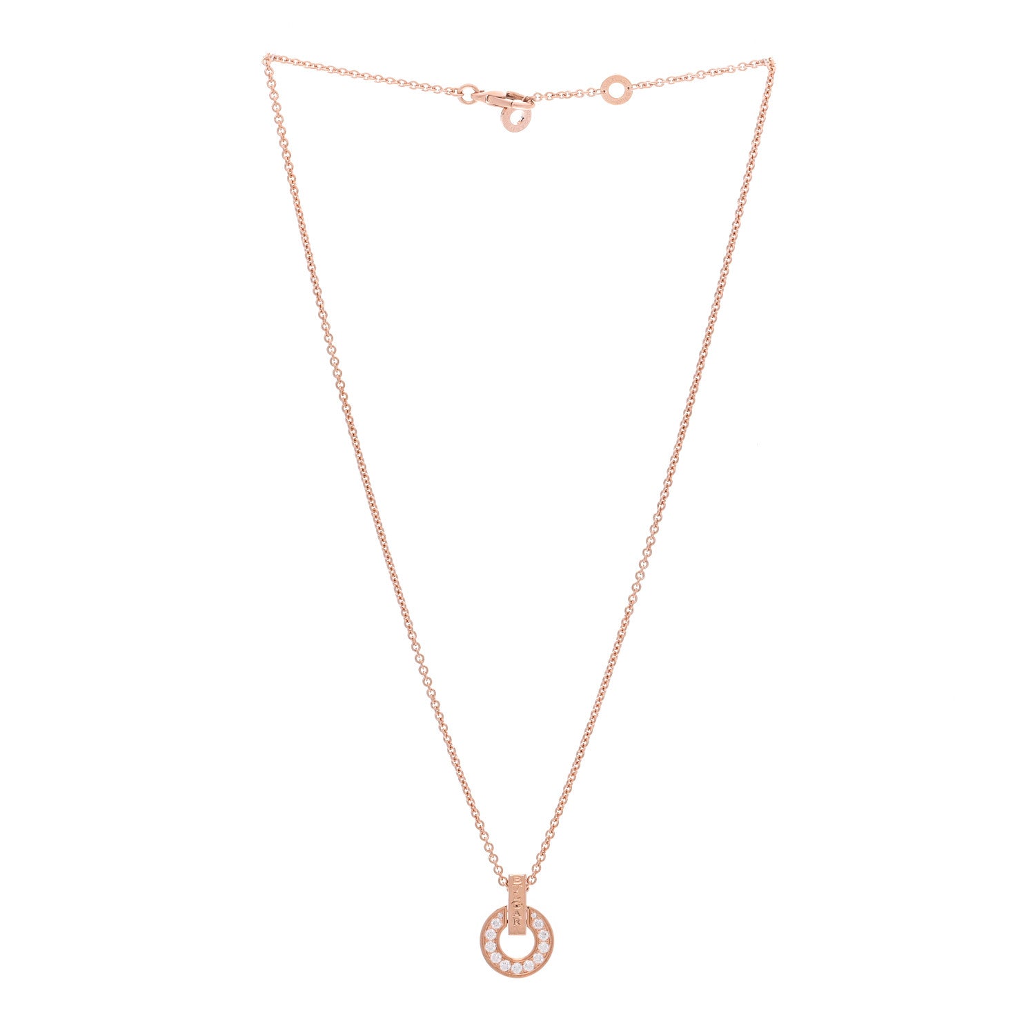 Bulgari 18K Rose Gold Diamond BVLGARI BVLGARI Open Work Pendant Necklace 3 of 7