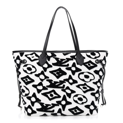Louis Vuitton X UF Tufted Monogram Neverfull MM Black White 3 of 11