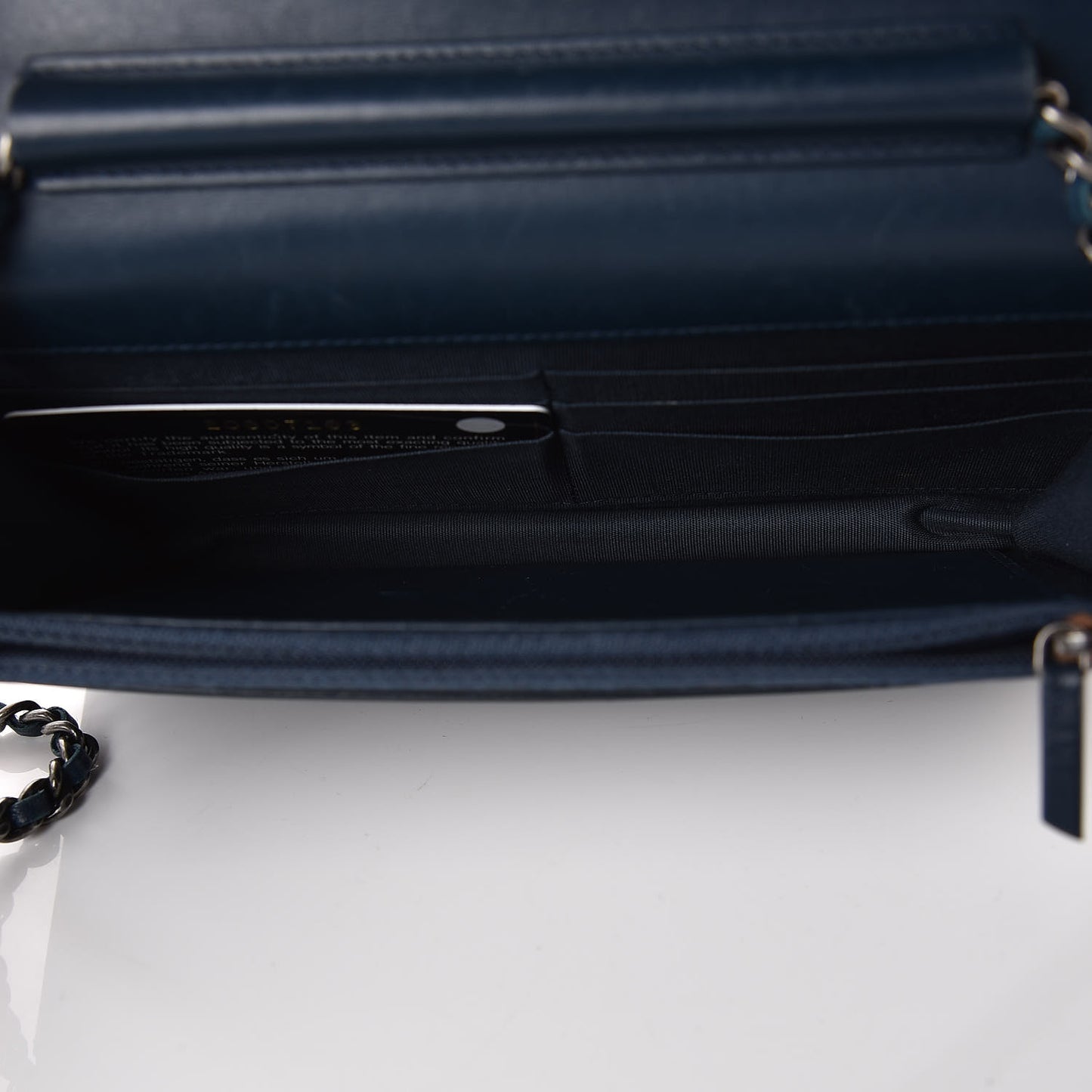 Glazed Calfskin Quilted Coco Boy Wallet On Chain WOC Blue
