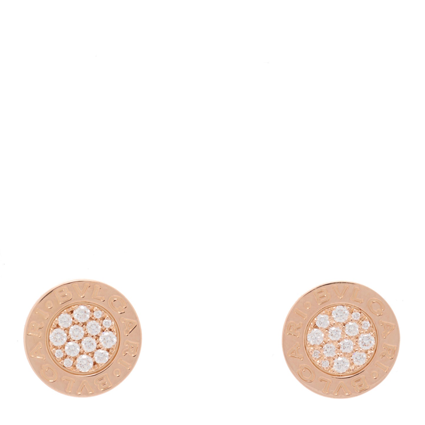 18K Rose Gold Diamond BVLGARI BVLGARI Stud Earrings