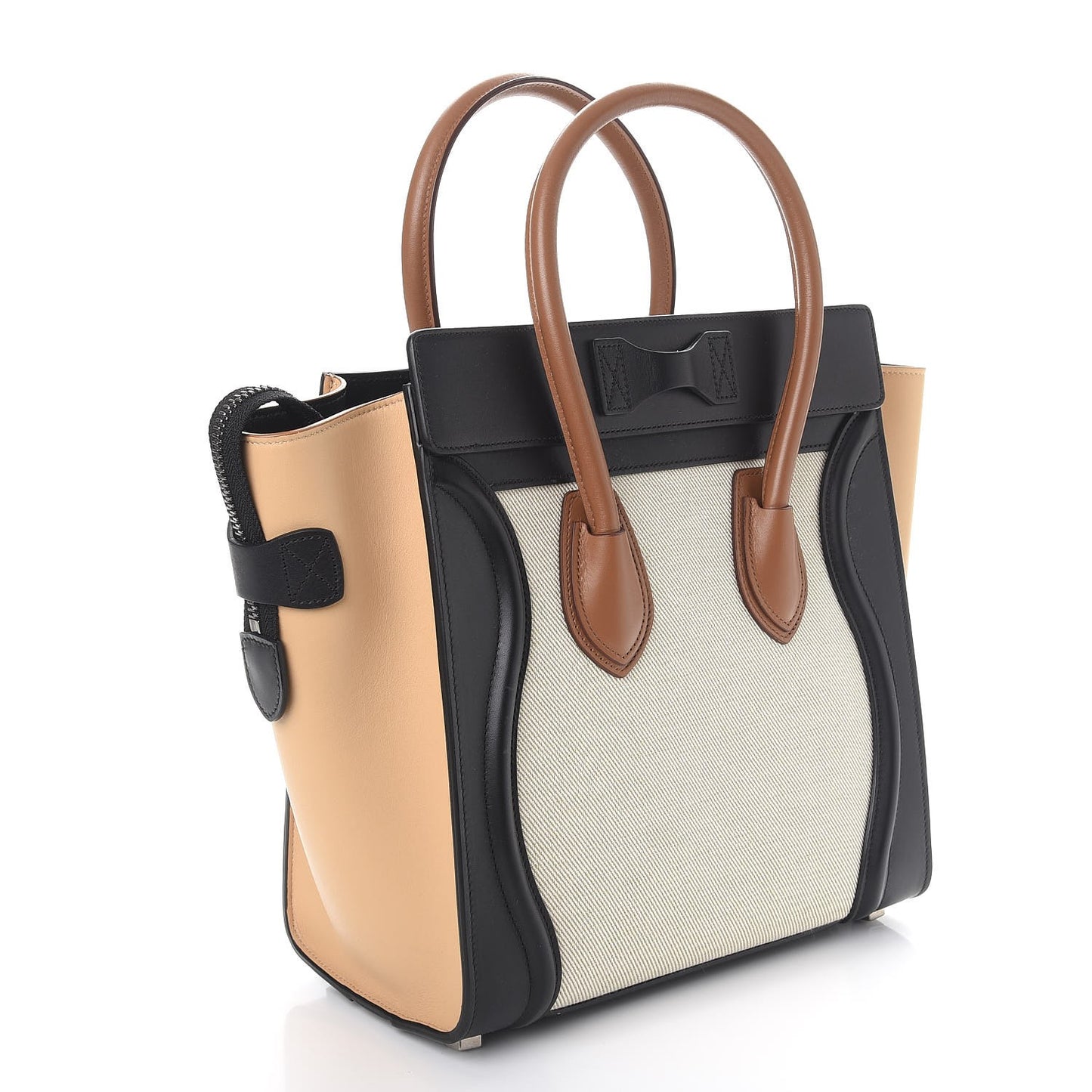 Calfskin Linen Micro Tri-Color Luggage Natural