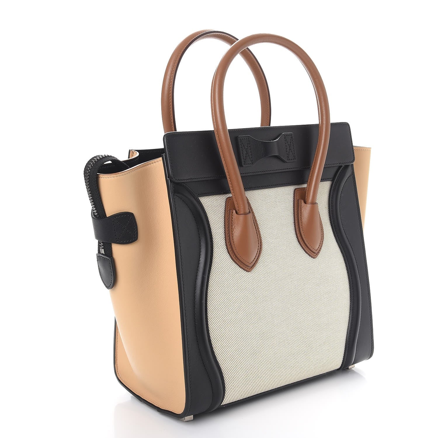 Celine Calfskin Linen Micro Tri-Color Luggage Natural 3 of 10