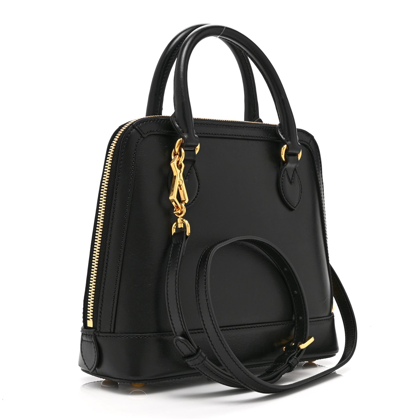 Boarded Plutone Calfskin Small Horsebit 1955 Top Handle Bag Black