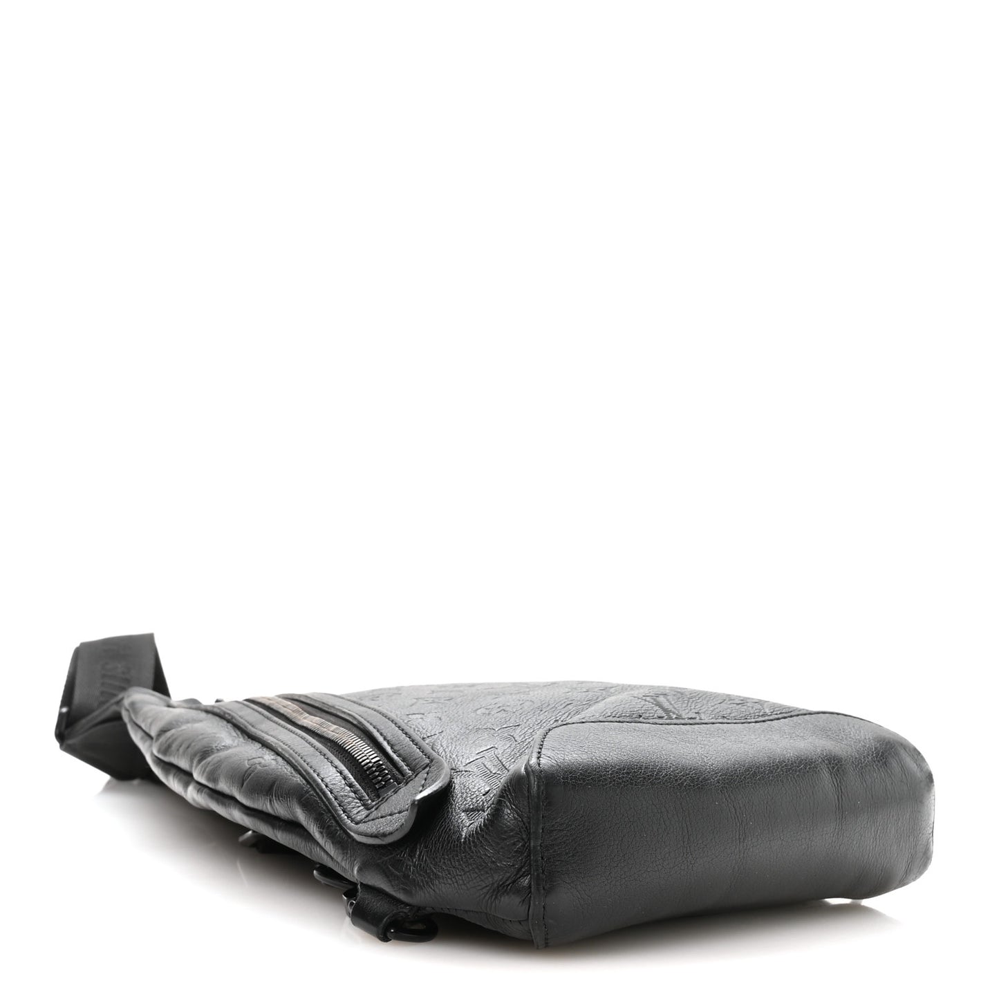 Calfskin Shadow Monogram Duo Slingbag Black