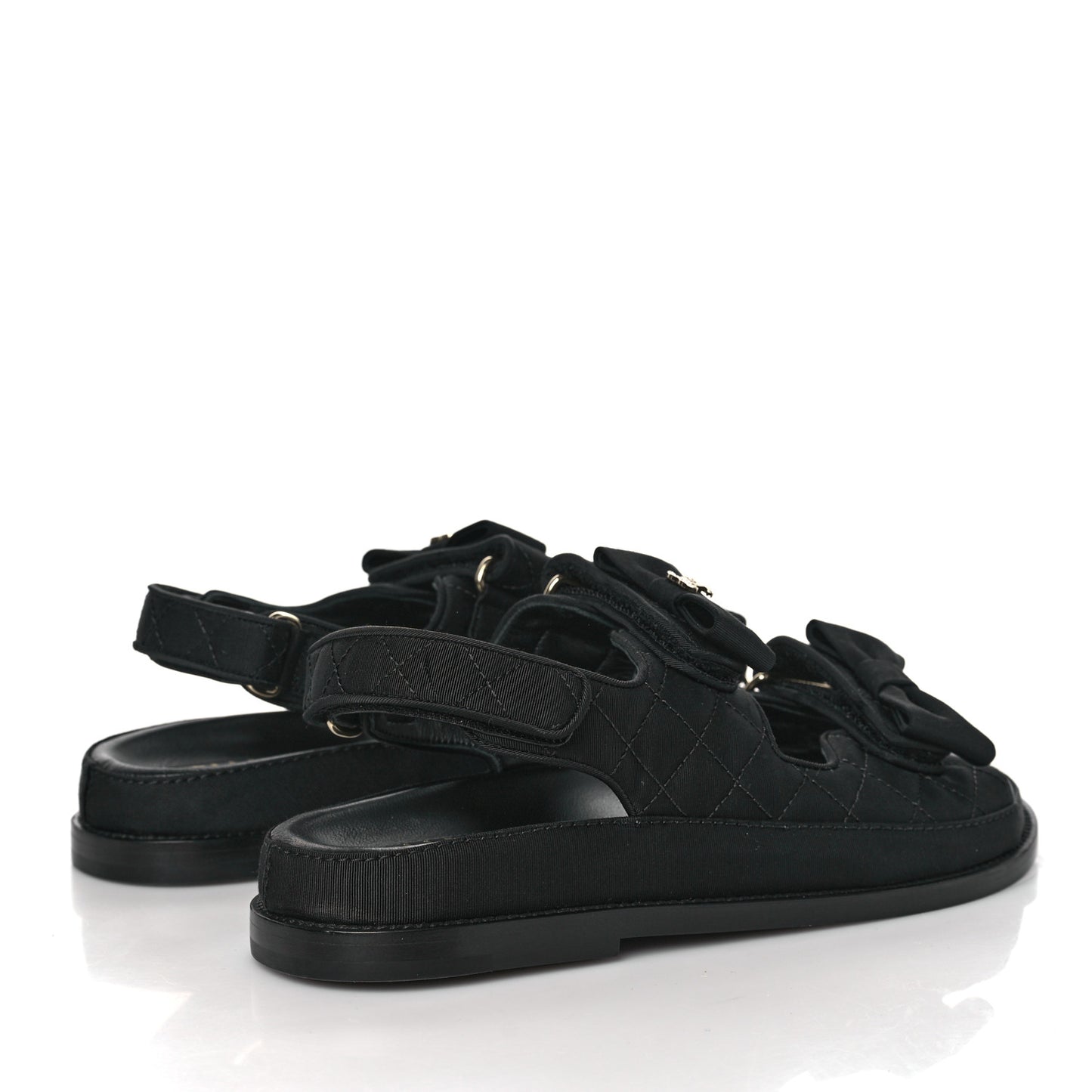 Grosgrain Quilted Bow Dad Sandals 38.5 Black