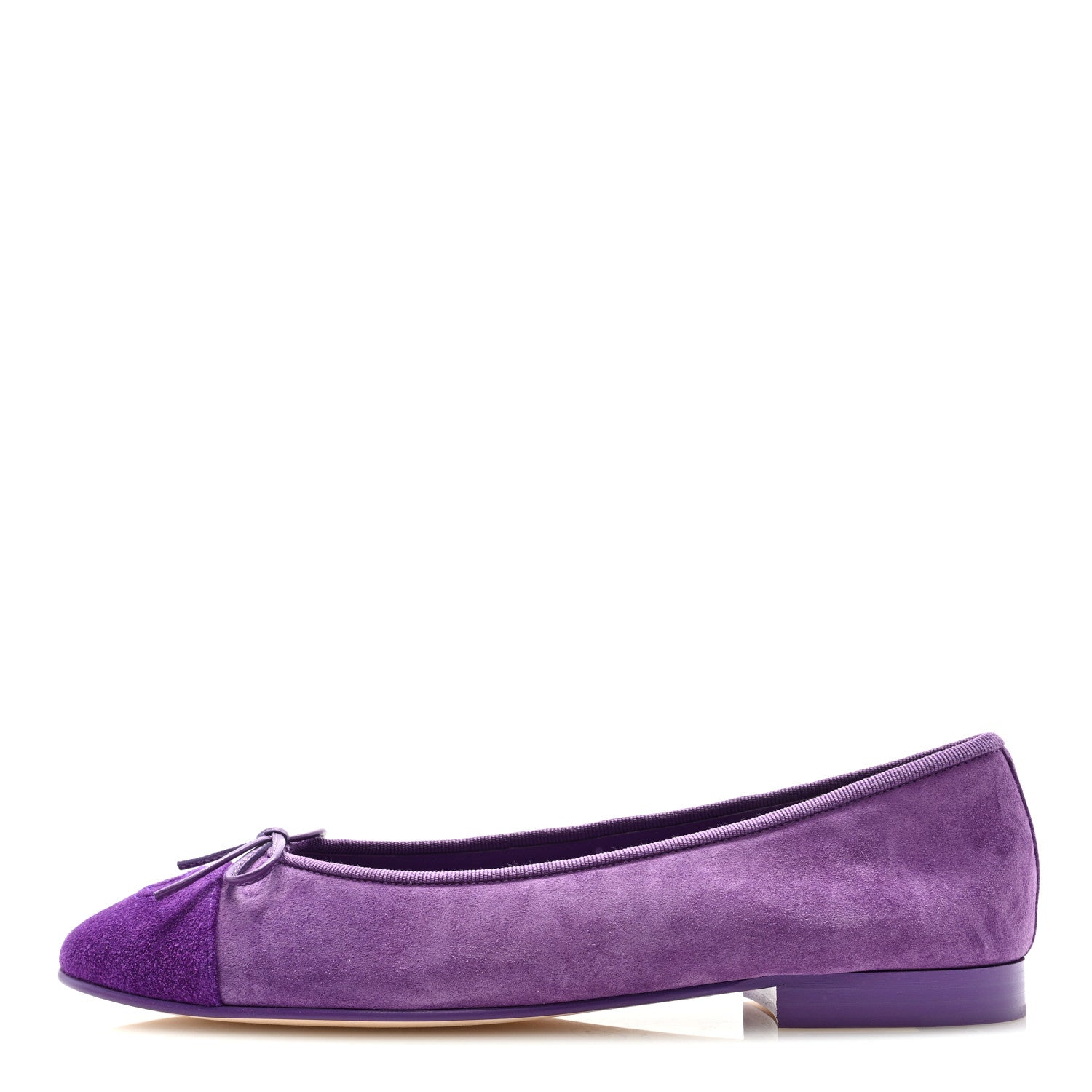 Chanel Suede Cap Toe CC Ballerina Flats 38.5 Purple Dark Purple 1 of 9