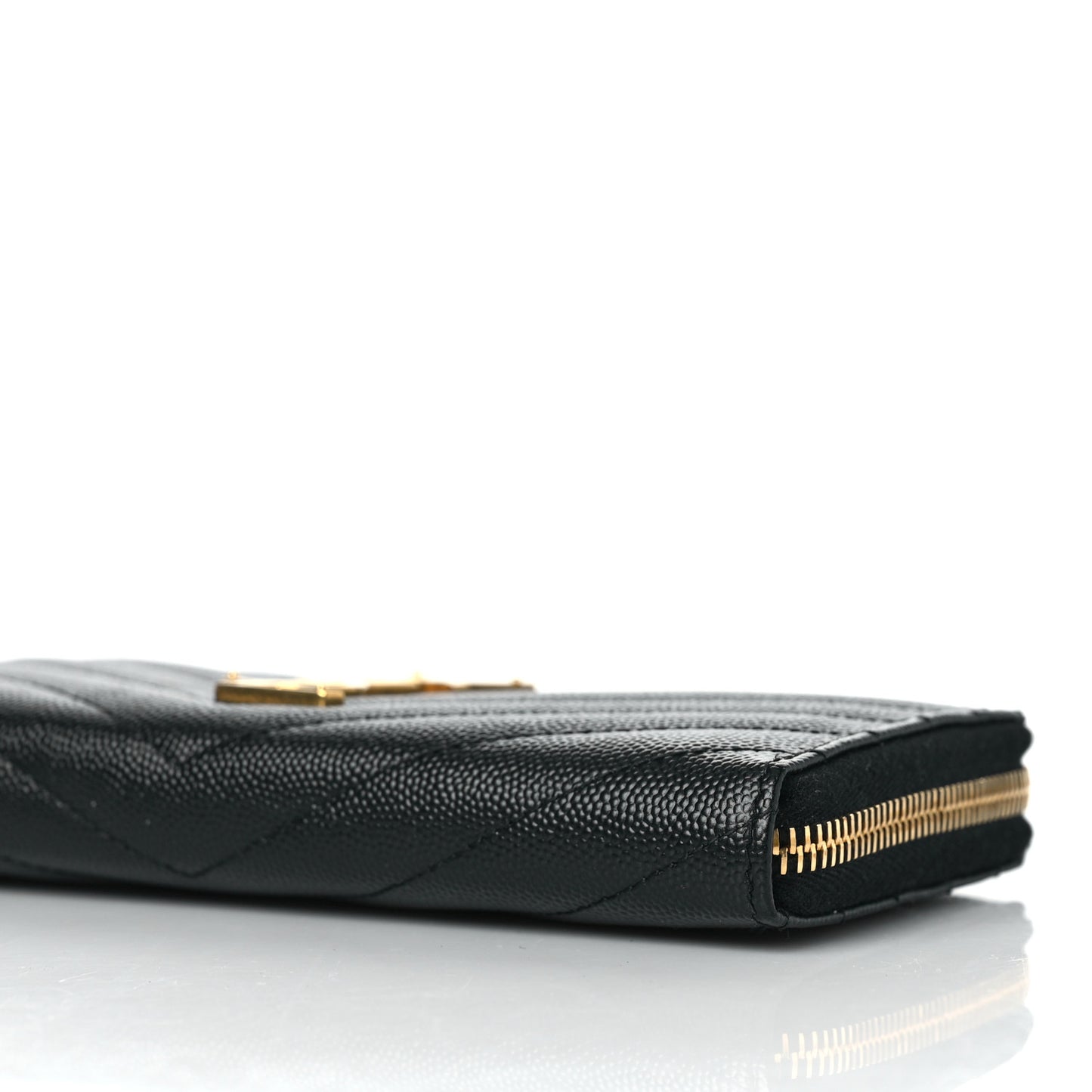 Grain De Poudre Matelasse Chevron Monogram Zip Around Wallet Black