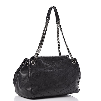 Saint Laurent Pebbled Lambskin Chevron Monogram Large Nolita Black 3 of 10