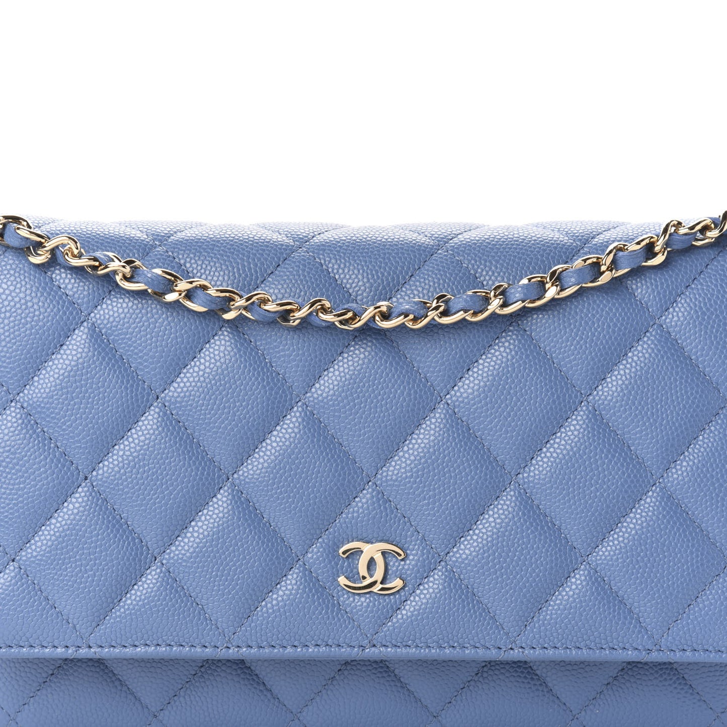 Caviar Quilted Wallet On Chain WOC Blue