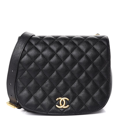 Chanel Grained Calfskin Quilted Messenger Flap Black 1 of 13