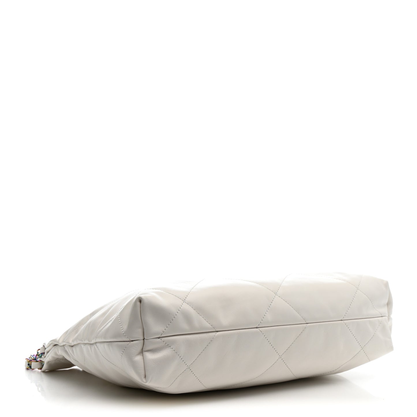 Shiny Calfskin Quilted Small Rainbow Chanel 22 White