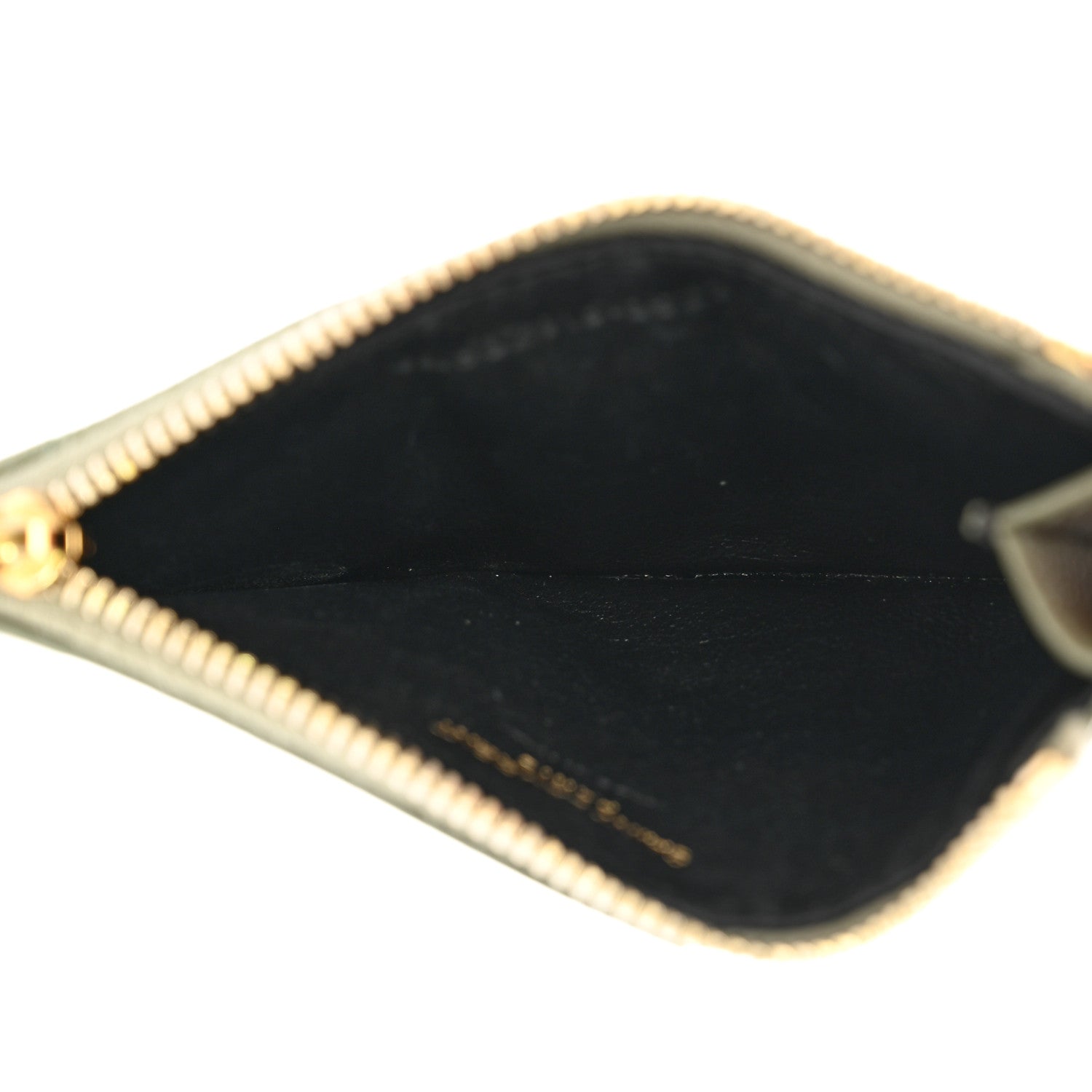 Saint Laurent Grain De Poudre Matelasse Chevron Monogram Fragments Zippered Card Case Light Sage 5 of 7