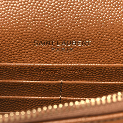 Saint Laurent Grain De Poudre Matelasse Chevron Monogram Envelope Chain Wallet Natural Dark 6 of 11