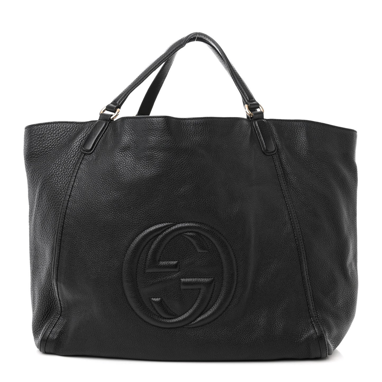 Pebbled Calfskin Large Soho Shoulder Bag Black