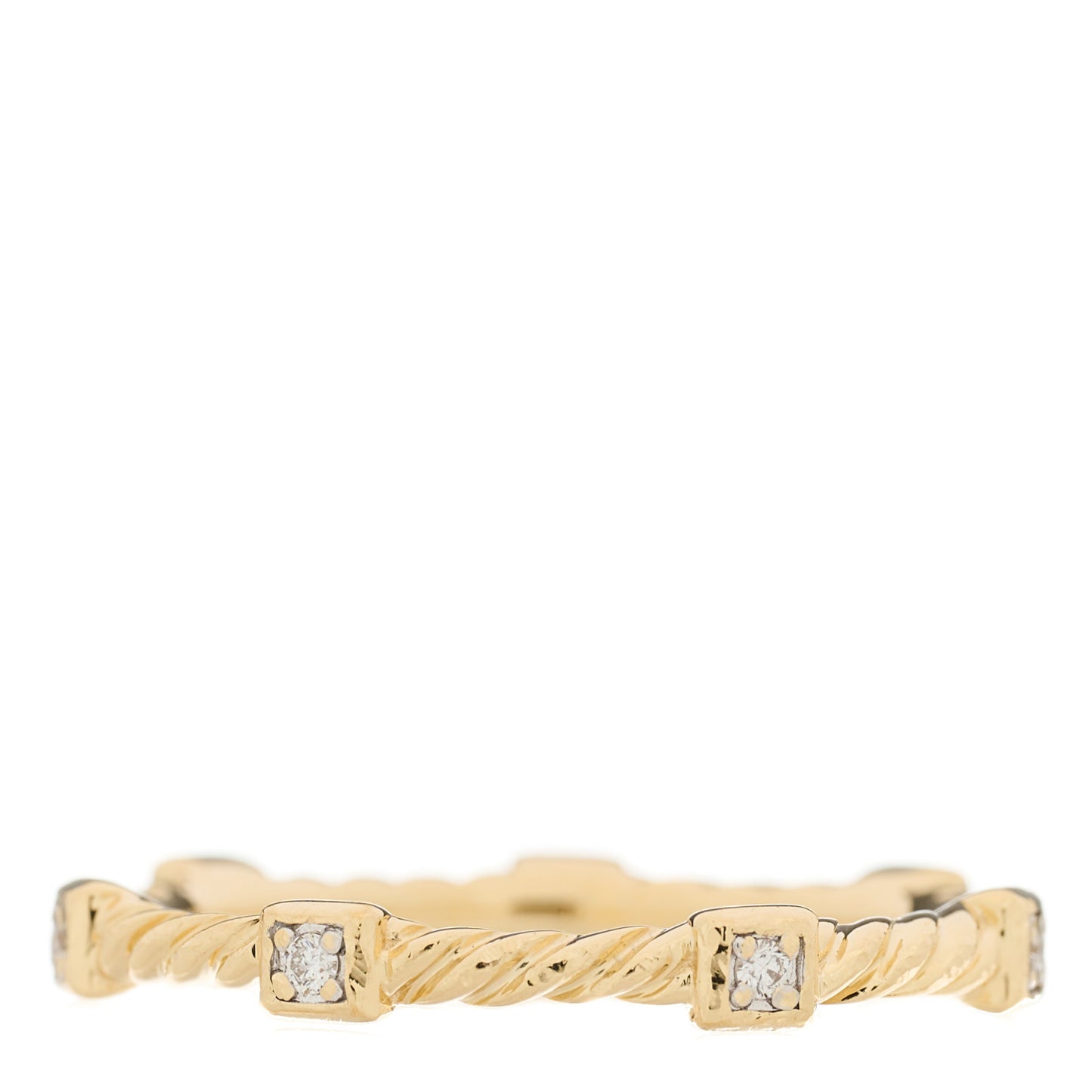 18K Yellow Gold Diamond Cable Collectibles Stack Ring 54 7