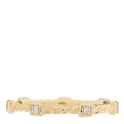 David Yurman 18K Yellow Gold Diamond Cable Collectibles Stack Ring 54 7 3 of 4