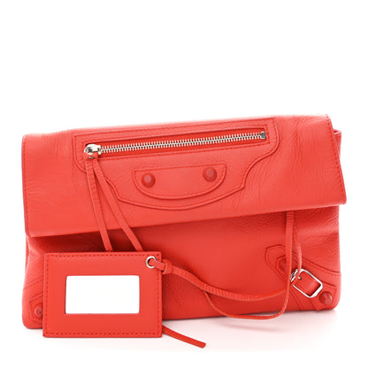 Balenciaga Matte Goatskin Rubber Covered Classic Hardware Envelope Clutch Rouge Ambre 2 of 11