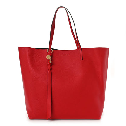 Alexander McQueen Grained Calfskin Skull Open Shopper Tote Red 2 of 9