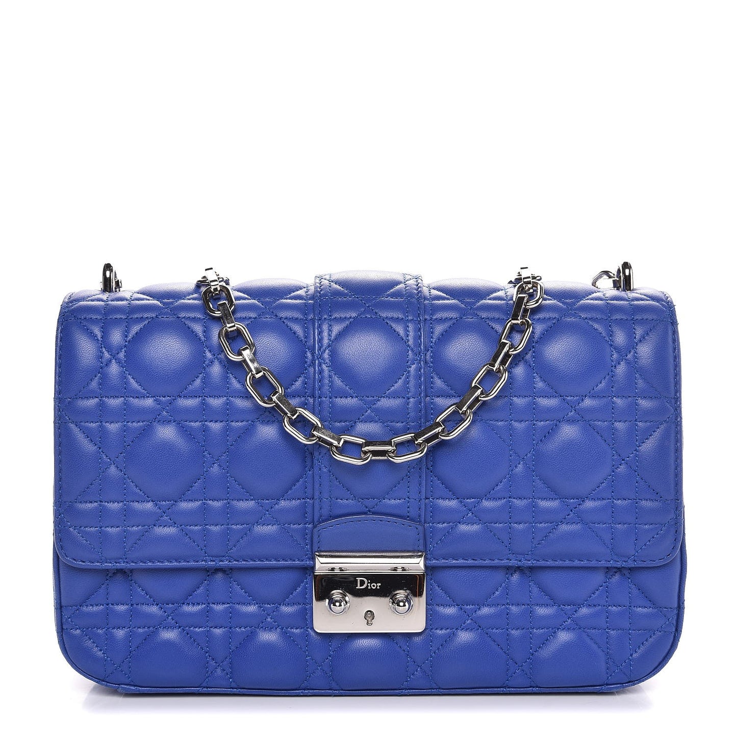 Lambskin Cannage Medium Miss Dior Flap Blue