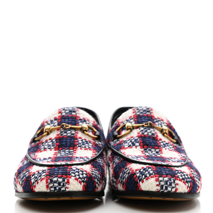 Gucci Vintage Tweed Check Horsebit Womens Jordaan Loafers 36.5 White Hibiscus Red Marine 2 of 9