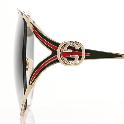 Gucci Metal Oversized Round Frame GG0225S Sunglasses Gold 5 of 8