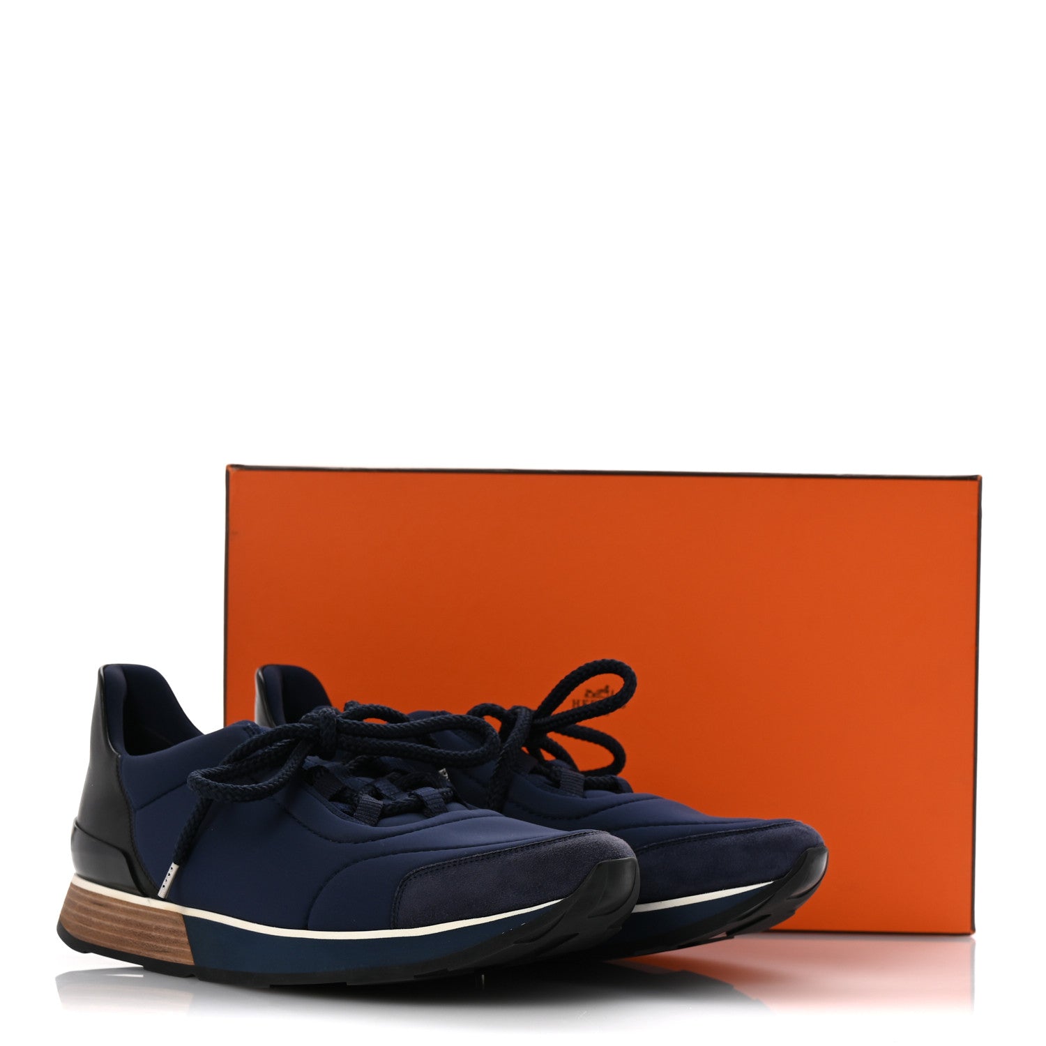 Hermes Technical Canvas Mens Miles Sneakers 40 Marine Black 11 of 11