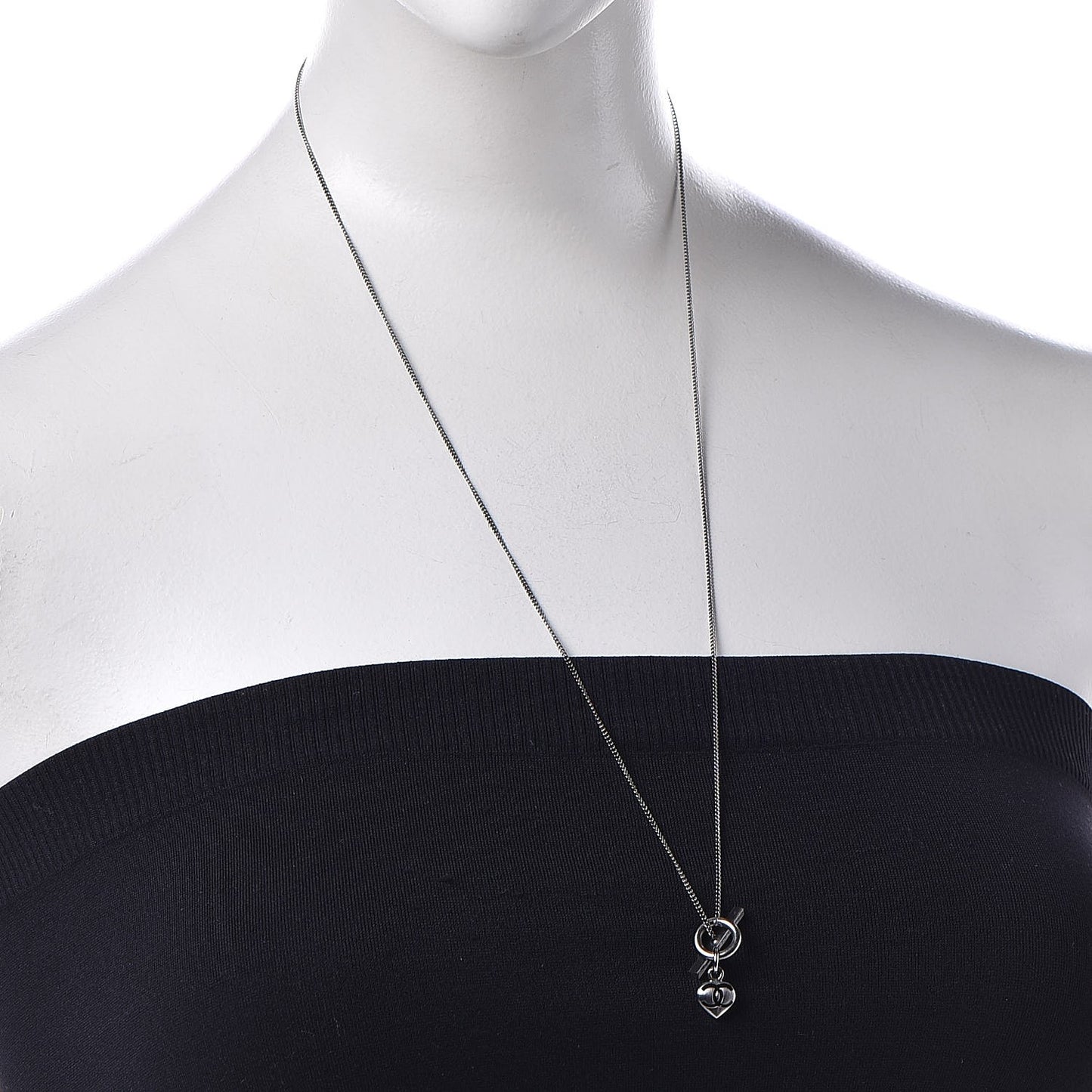 Mini Heart CC Necklace Ruthenium